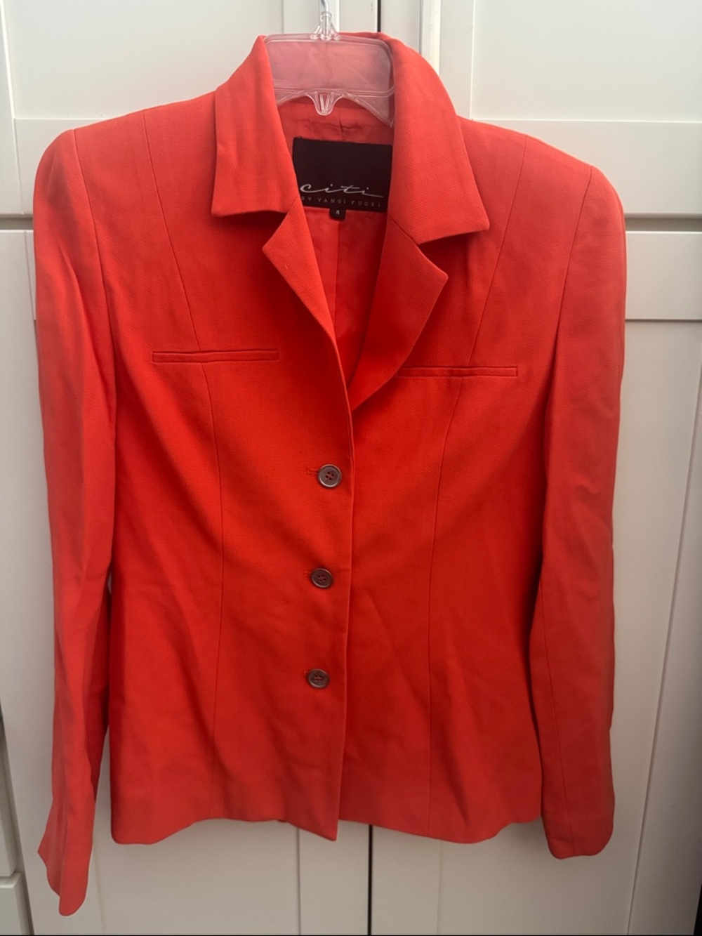 Yansi Fugel Bright Red Tailored Women's Blazer